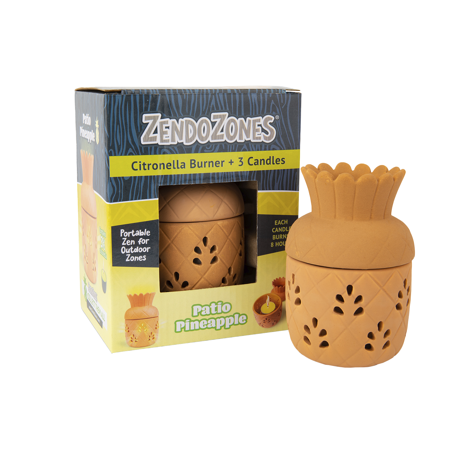 ZendoZones® Lanterne & Citronella lys, Patio Pineapple